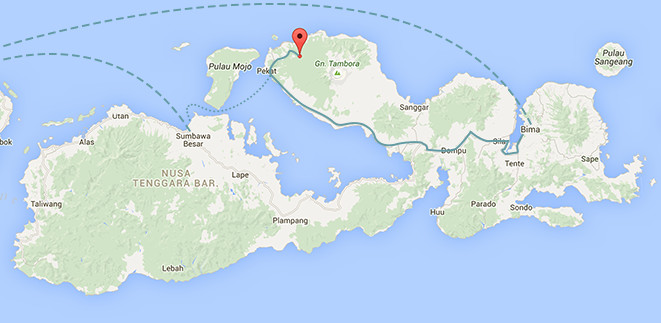 Sumbawa Mount Tambora getting there Map